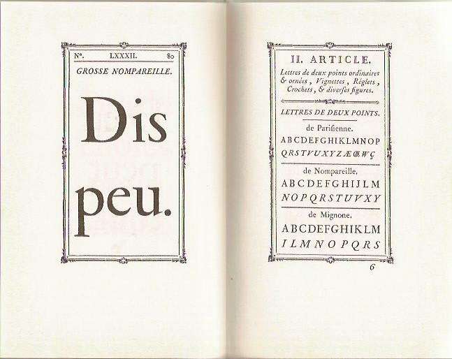 Pages 80 et 81 du tome II du Manuel typographique de Fournier